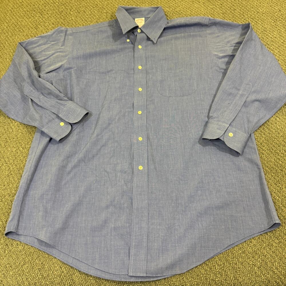 Brooks Brothers Shirt Mens 16 1/2 - 35 Blue Button Up Long Sleeve
